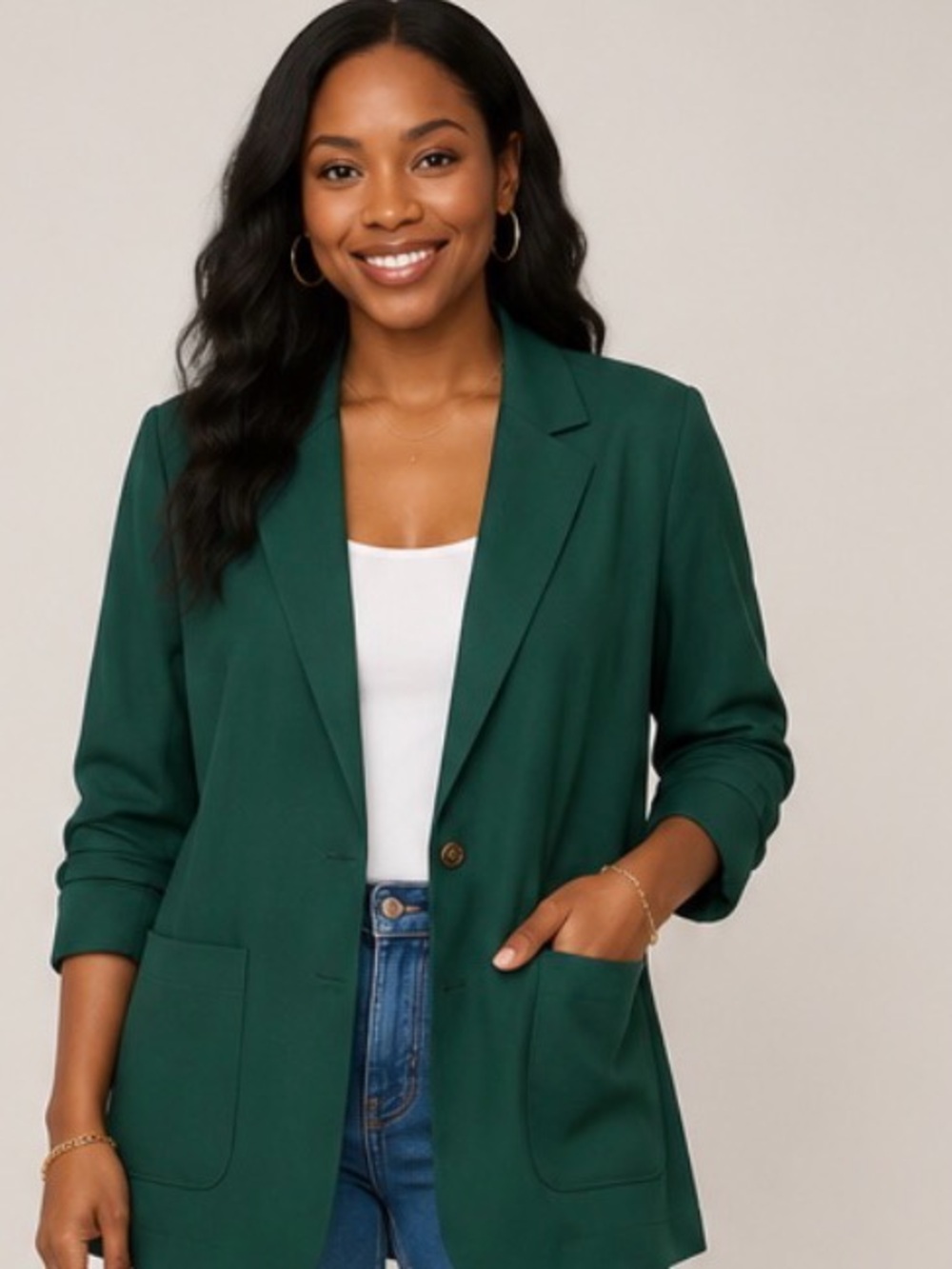 Rachel Zoe Emerald Green Single-Button Blazer